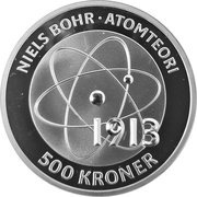 500 Kroner - Margrethe II Niels Bohr - Atomteori, Denmark, 2013 reverse image