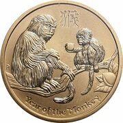 1 Dollar - Elizabeth II 4th Portrait - Year of the Monkey reverse image