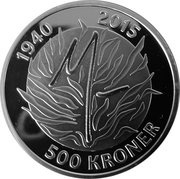 500 Kroner - Margrethe II 75th Birthday, Denmark, 2015 reverse image