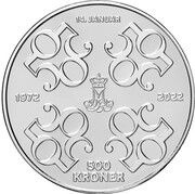 500 Kroner - Margrethe II 50th Jubilee, Denmark, 2022 reverse image