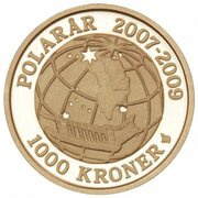 1000 Kroner - Margrethe II 4th Portrait- Sirius - Gold issue, Denmark, 2008 reverse image