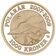 1000 Kroner - Margrethe II 4th Portrait- Northern Light - Gold issue, Denmark, 2009 reverse image