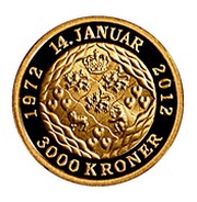 3000 Kroner - Margrethe II 40th Jubilee, Denmark, 2012 reverse image