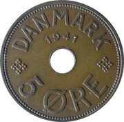 5 Øre - Christian X, Denmark, 1941 reverse image