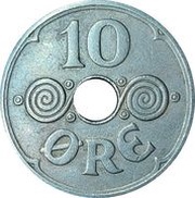 10 Øre - Christian X, Denmark, 1941 reverse image