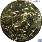 1 Dollar - Elizabeth II 4th Portrait - Year of the Monkey reverse image