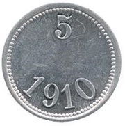 5 Øre Thule-Kap York; without center hole, Denmark, 1910 reverse image