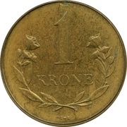 1 Krone - Frederik IX, Denmark, 1957 reverse image