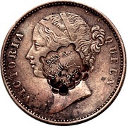 Indian Rupee counterstamped Victoria obverse image
