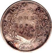 Indian Rupee counterstamped Victoria reverse image