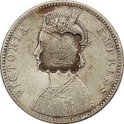 Indian Rupee counterstamped Victoria obverse image