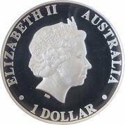 1 Dollar - Elizabeth II 4th Portrait - Kangaroo - Silver Proof - High Relief obverse image