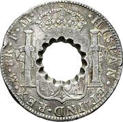 11 Bits Crenated center hole in Mexico 8 Reales, KM# 108 reverse image