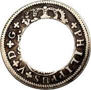 2 Bits Center hole in Spanish 2 Reales obverse image