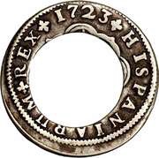 2 Bits Center hole in Spanish 2 Reales reverse image