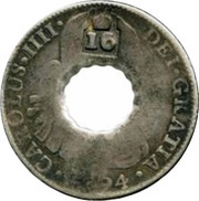 16 Bits Crenated center hole in Mexico 8 Reales, KM# 109 obverse image