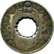 16 Bits Crenated center hole in Mexico 8 Reales, KM# 109, Dominica, 1813 reverse image