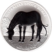 1 Dollar - Elizabeth II 4th Portrait - The Australian Stock Horse - Silver Bullion Coin, Australia, 2016 reverse image