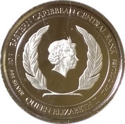 2 Dollars - Elizabeth II Sisserou Parrot; Colourised obverse image