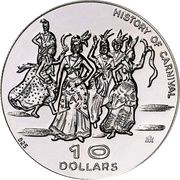 10 Dollars - Elizabeth II Independence - History of Carnival, Dominica, 1978 reverse image