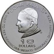 10 Dollars - Elizabeth II Papal Visit, Dominica, 1979 reverse image