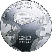 20 Dollars - Elizabeth II Graf Zeppelin, Dominica, 1978 reverse image