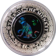 1 Dollar - Elizabeth II 4th Portrait - Opal Lunar Monkey, Australia, 2016 reverse image