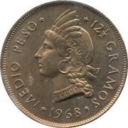 ½ Peso, Dominican Republic, 1967-1975 reverse image