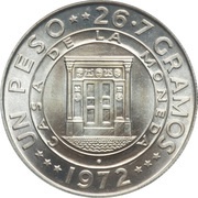 1 Peso Central Bank, Dominican Republic, 1972 reverse image