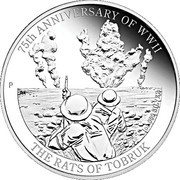 1 Dollar - Elizabeth II 4th Portrait - 75th Anniversary of WWII - The Rats of Tobruk, Australia, 2016 reverse image
