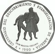 1 Peso Columbus' Excellent Sample; Silver Proof Piedfort reverse image