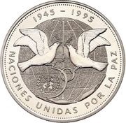 1 Peso United Nations - Silver Proof Issue, Dominican Republic, 1995 reverse image