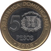 5 Pesos magnetic obverse image