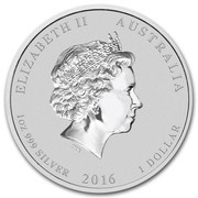 1 Dollar - Elizabeth II 4th Portrait - Year of the Monkey - Silver Bullion Coin obverse image