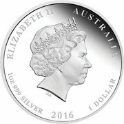 1 Dollar - Elizabeth II 4th Portrait - Year of the Monkey - Silver Bullion Coin obverse image