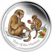 1 Dollar - Elizabeth II 4th Portrait - Year of the Monkey - Silver Bullion Coin reverse image