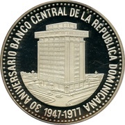 30 Pesos Central Bank, Dominican Republic, 1977 reverse image
