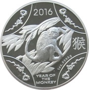 1 Dollar - Elizabeth II 4th Portrait - Year of the Monkey - Large Silver Proof, Australia, 2016 reverse image
