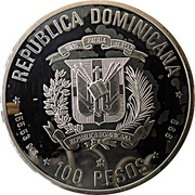 100 Pesos Sighting of the Ships; Silver obverse image