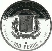 100 Pesos Discovery and evangelization obverse image