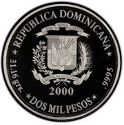 2000 Pesos Third Millennium of Christianity obverse image