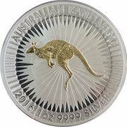 1 Dollar - Elizabeth II 4th Portrait - Australian Kangaroo; Gilded Edition, Australia, 2016 reverse image