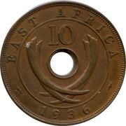 10 Cents - Edward VIII, East Africa, 1936 reverse image