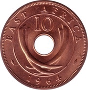 10 Cents, East Africa, 1964 reverse image