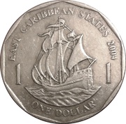 1 Dollar - Elizabeth II 4th portrait, Eastern Caribbean States, 2002-2007 reverse image