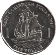 1 Dollar - Elizabeth II 4th portrait, Eastern Caribbean States, 2012-2019 reverse image