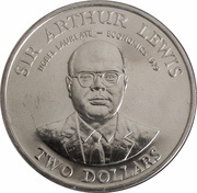 2 Dollars - Elizabeth II Sir Arthur Lewis, Eastern Caribbean States, 1993 reverse image
