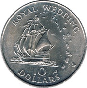 10 Dollars - Elizabeth II Royal Wedding, Eastern Caribbean States, 1981 reverse image