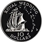 10 Dollars - Elizabeth II Royal Wedding; Silver Proof Issue reverse image