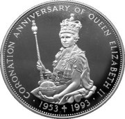 10 Dollars - Elizabeth II Coronation Anniversary, Eastern Caribbean States, 1993 reverse image